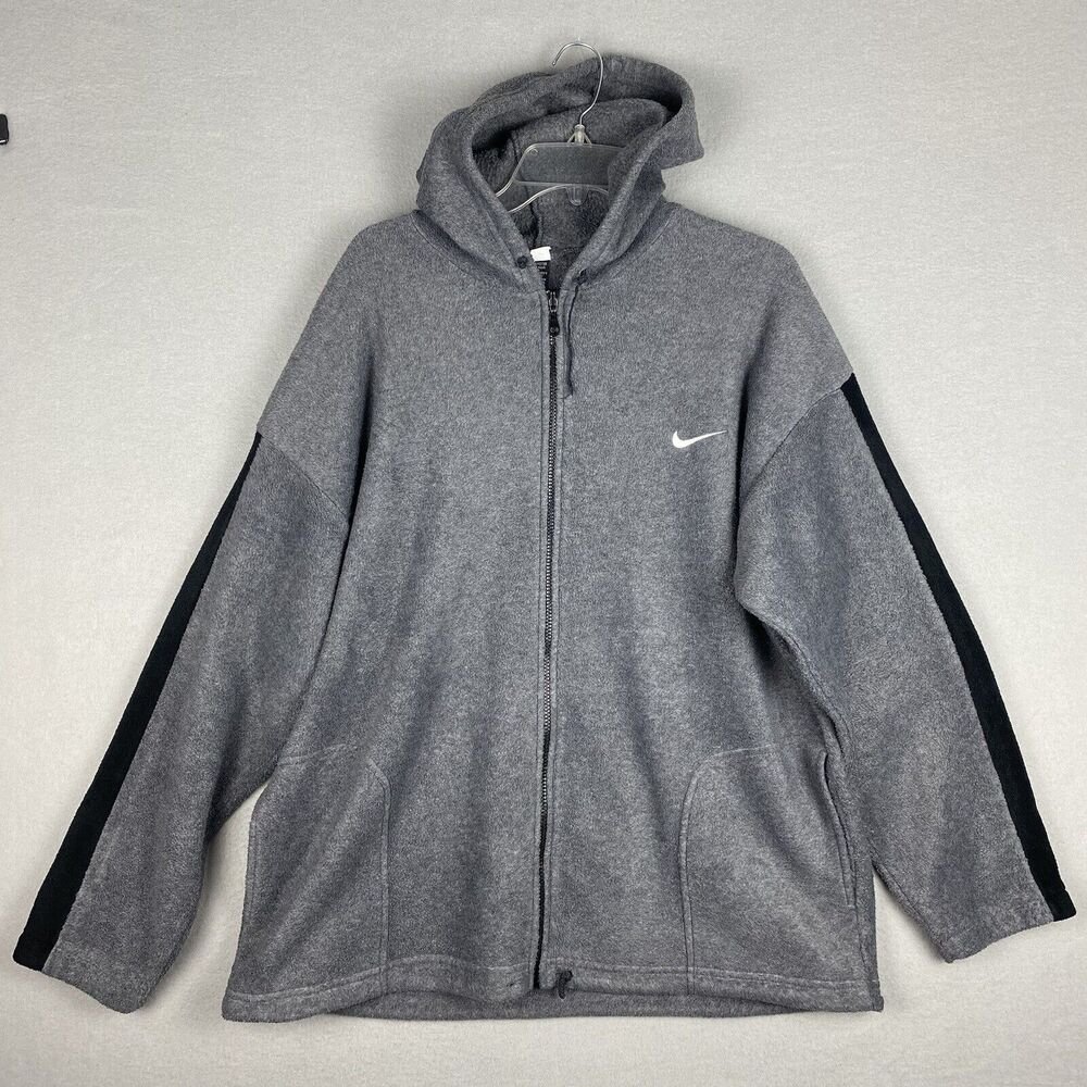 Vintage Nike 80s Gray Tag Fleece Jacket Size Large Full Zip Made In USA